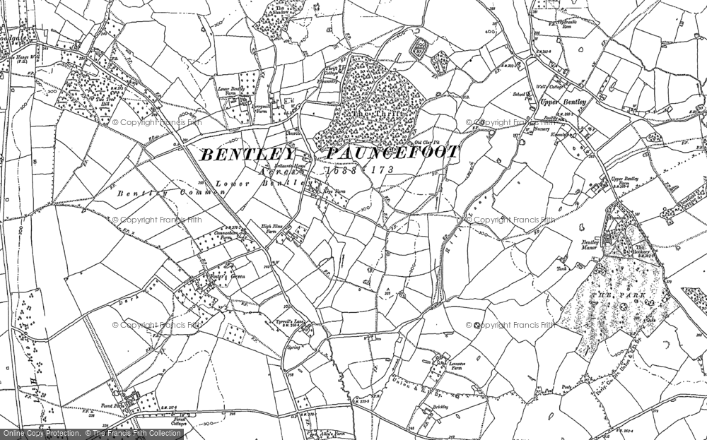 Old Map of Lower Bentley, 1883 - 1903 in 1883