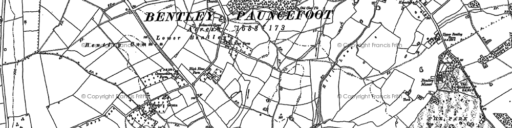 Old map of Lower Bentley in 1883