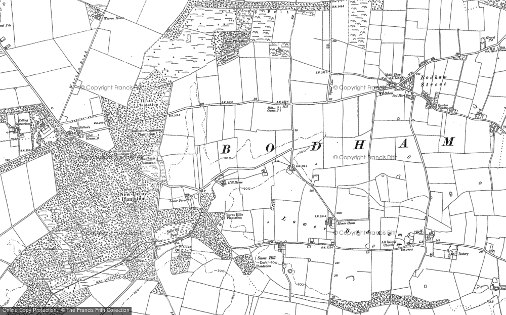 Old Map of Lower Bodham, 1885 - 1904 in 1885