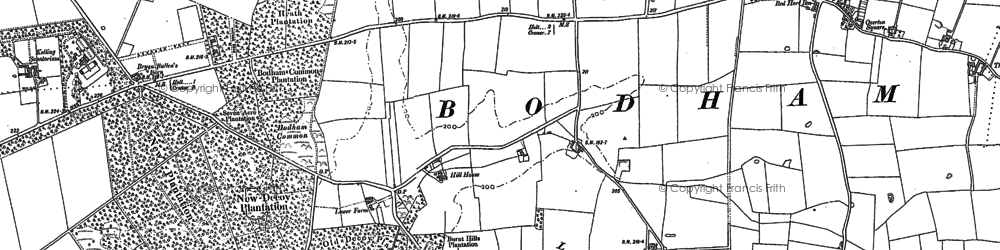 Old map of Lower Bodham in 1885