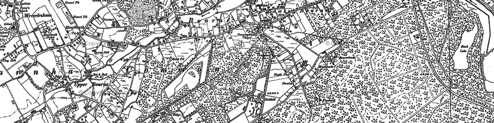 Old map of Lower Bourne in 1913