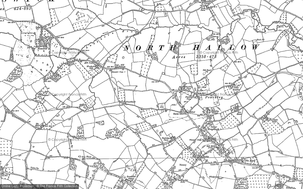 Old Map of Lower Broadheath, 1884 in 1884