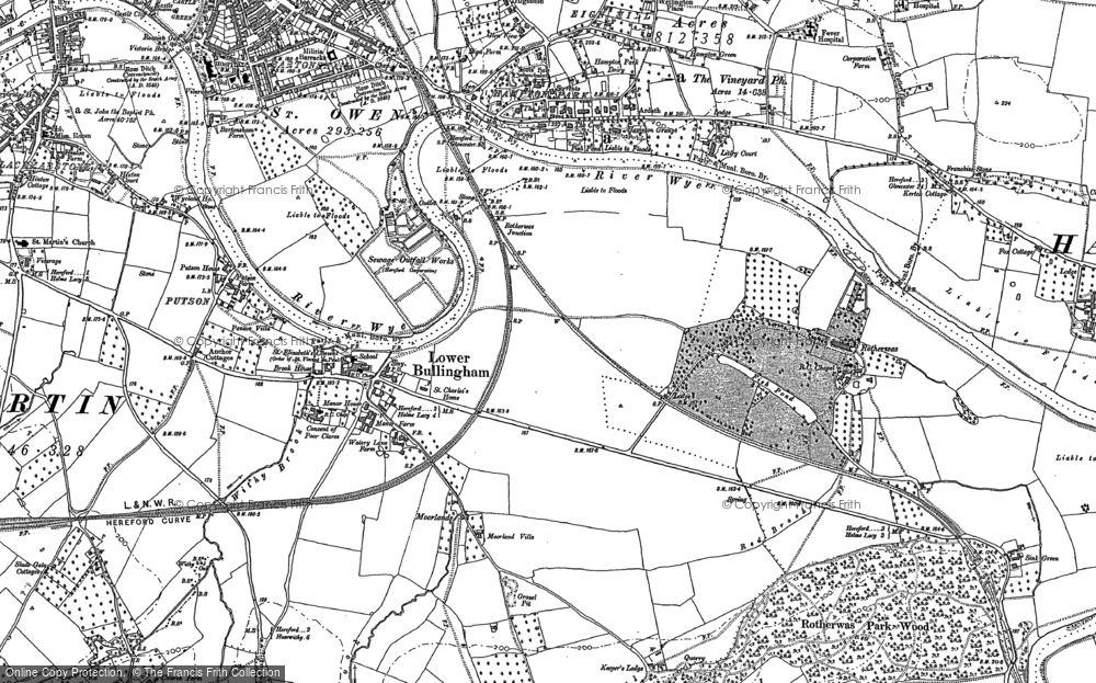 Old Map of Lower Bullingham, 1885 - 1886 in 1885