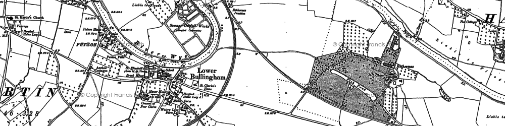 Old map of Lower Bullingham in 1885