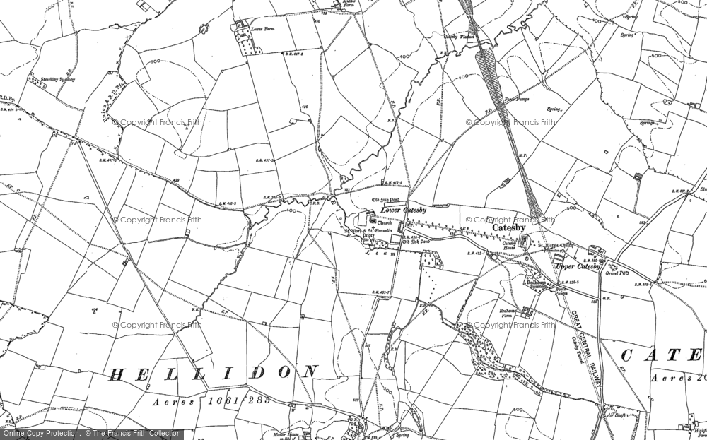 Old Map of Lower Catesby, 1884 - 1899 in 1884