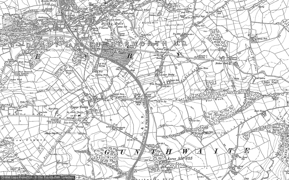 Old Map of Lower Denby, 1891 in 1891