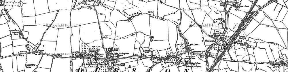 Old map of Lower Durston in 1886