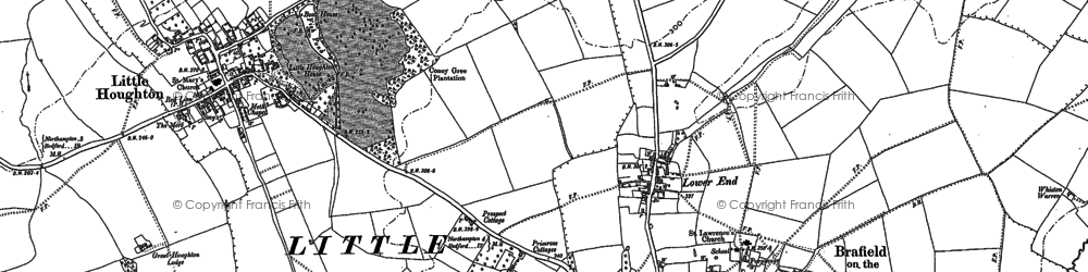 Old map of Brafield-on-the-Green in 1884