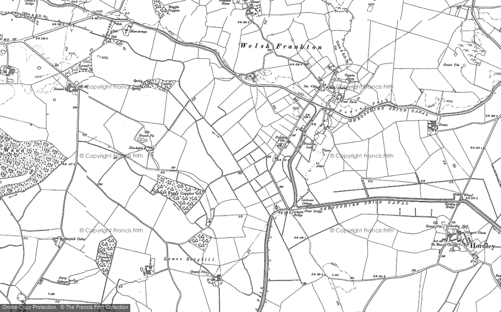 Old Map of Historic Map covering Berghill Cotts in 1874