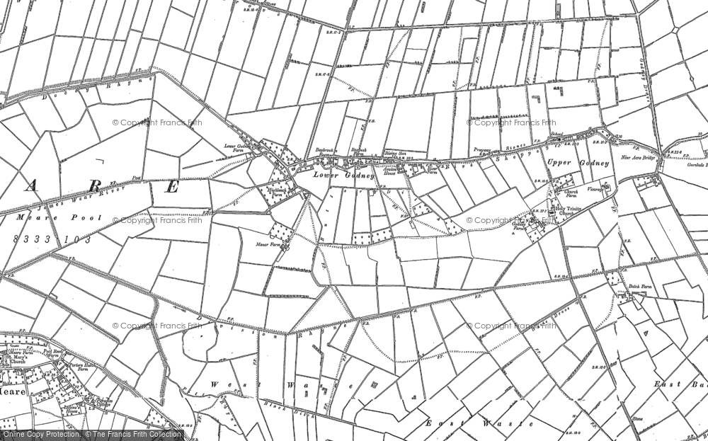 Old Map of Lower Godney, 1884 in 1884