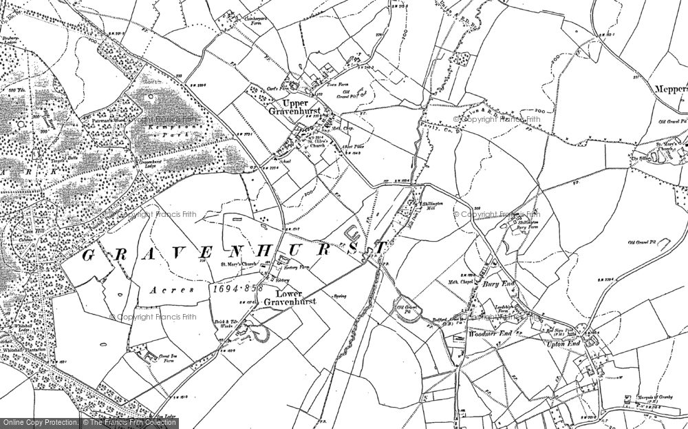 Old Map of Historic Map covering Upper Gravenhurst in 1882