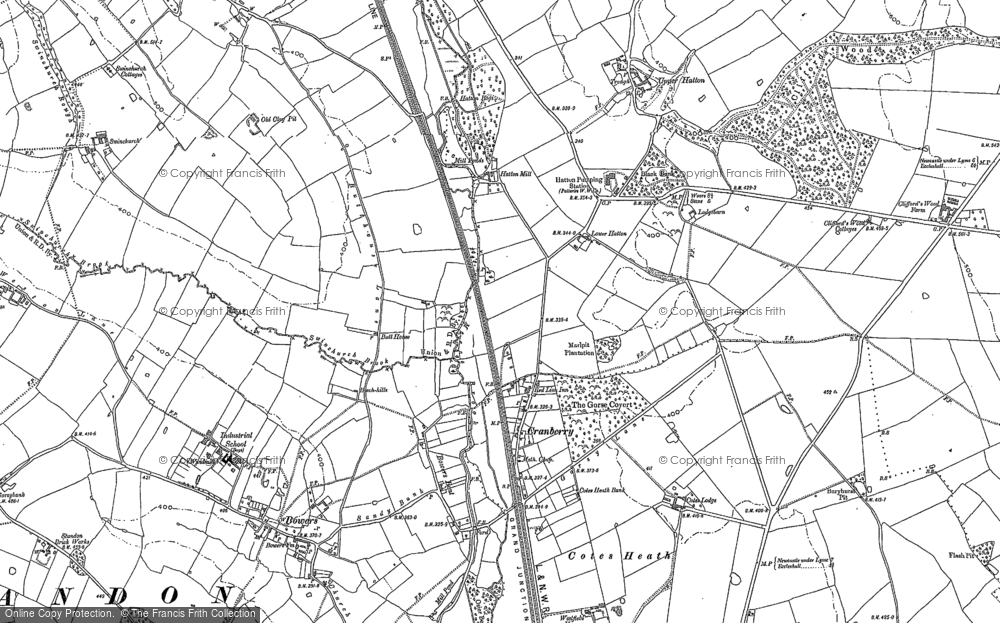 Old Map of Historic Map covering Upper Hatton in 1879