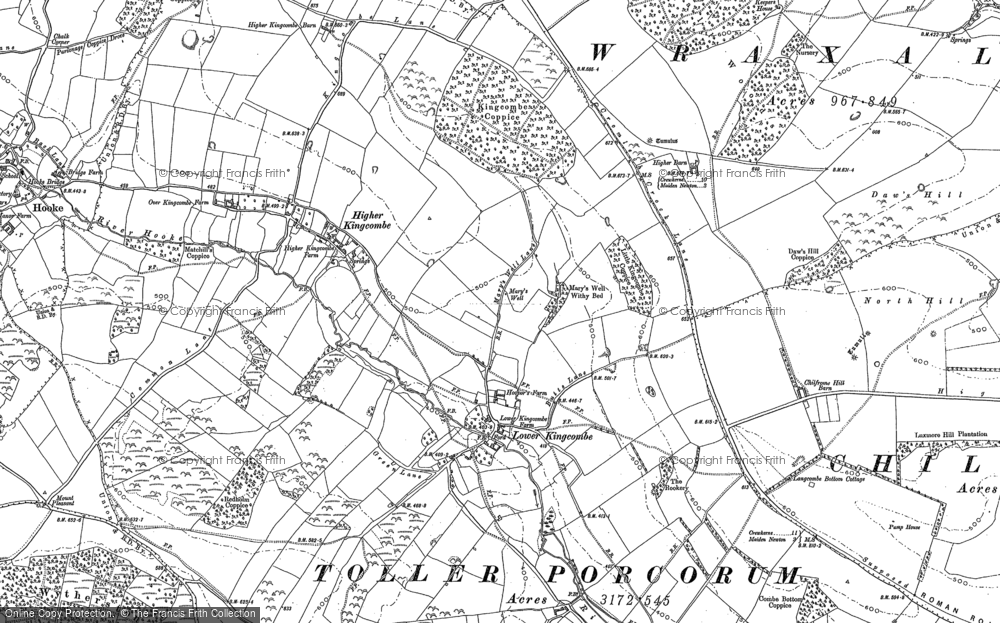 Old Map of Lower Kingcombe, 1887 in 1887