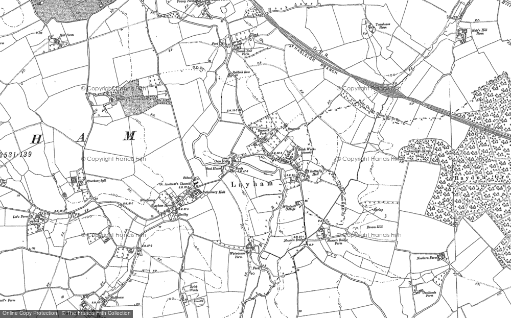 Old Map of Lower Layham, 1884 in 1884