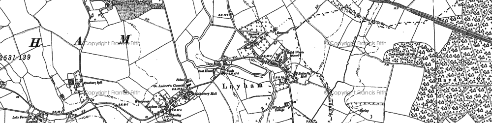 Old map of Lower Layham in 1884