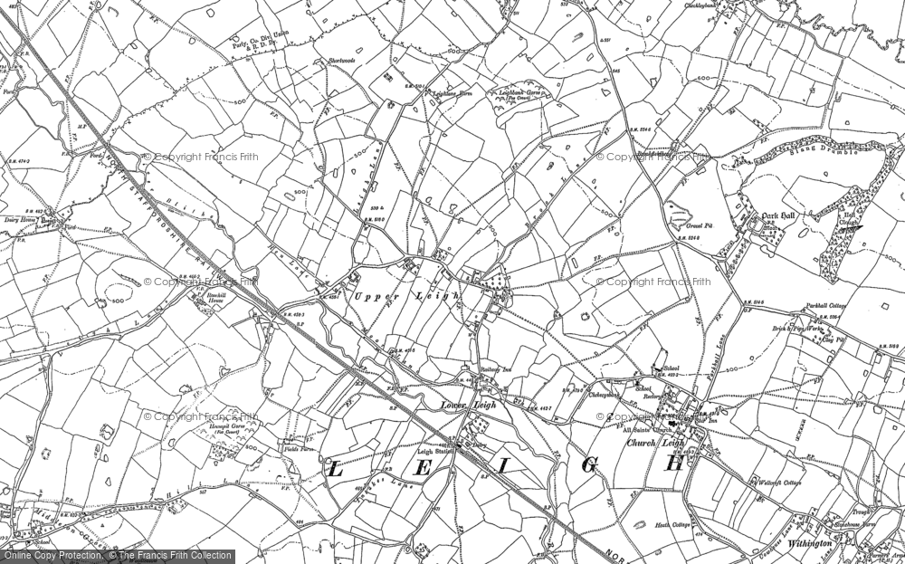 Old Map of Lower Leigh, 1880 - 1881 in 1880