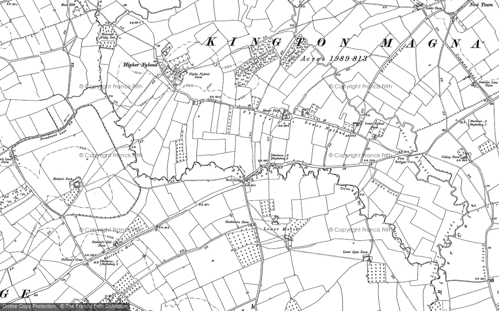 Old Map of Historic Map covering Henstridge Marsh in 1885