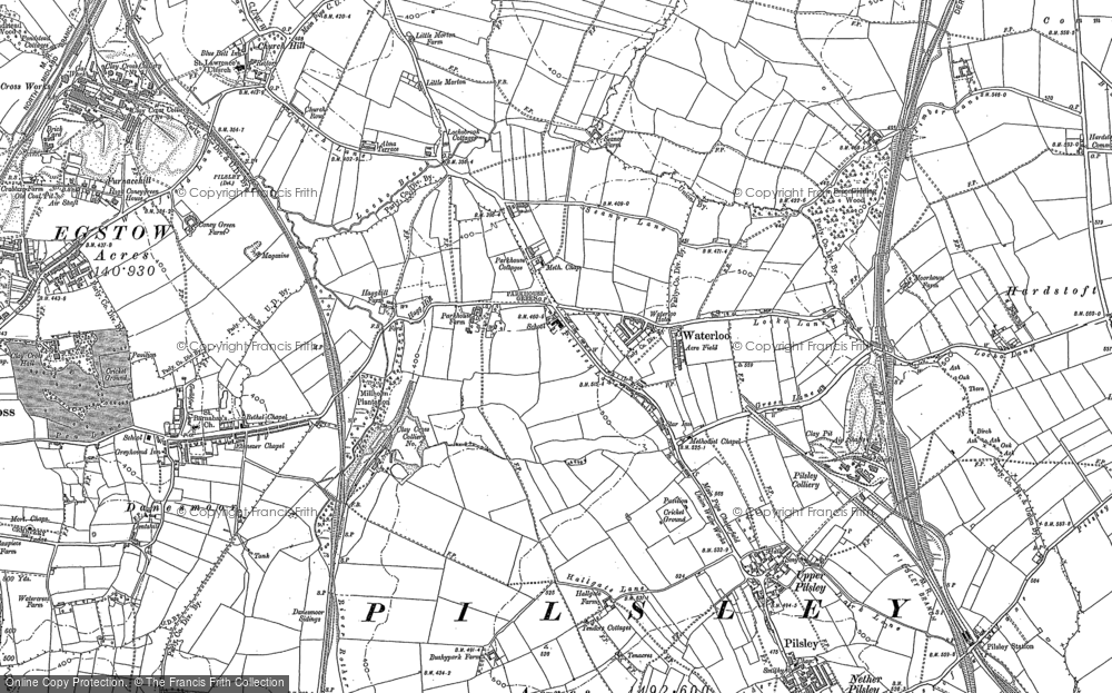 Old Map of Historic Map covering Parkhouse Green in 1877