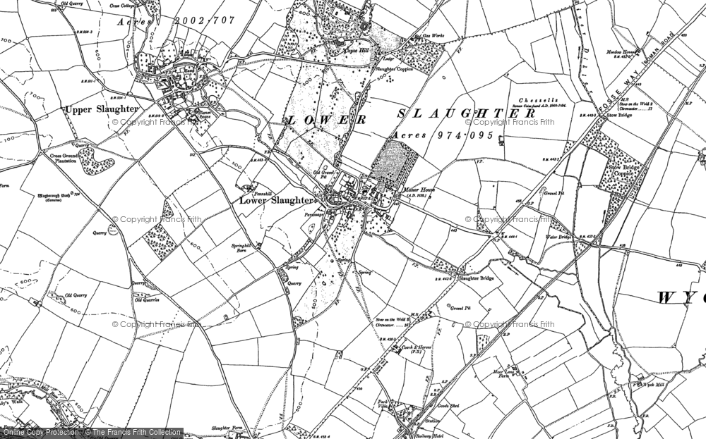 Old Map of Lower Slaughter, 1883 - 1900 in 1883