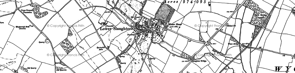 Old map of Lower Slaughter in 1883