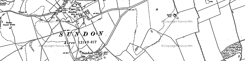 Old map of Lower Sundon in 1881