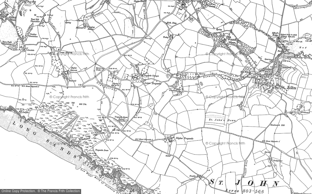 Old Map of Lower Tregantle, 1883 - 1905 in 1883