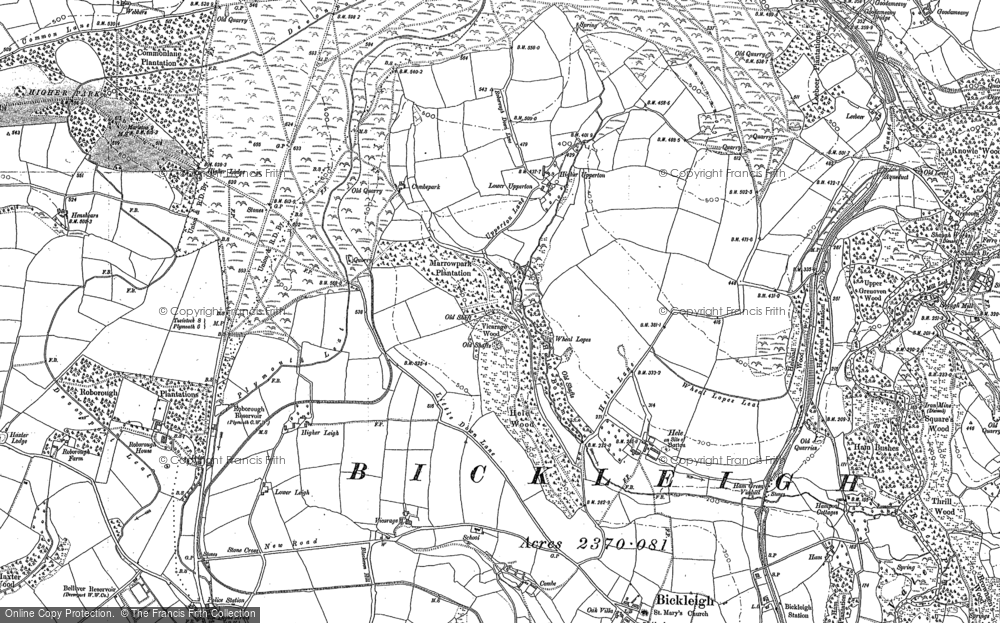Old Map of Historic Map covering Bickleigh in 1883