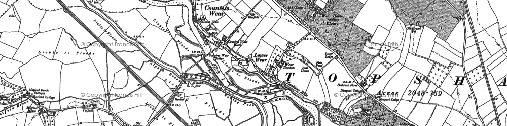 Old map of Lower Wear in 1887