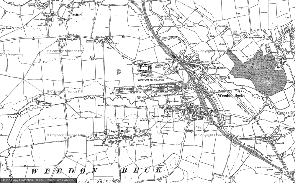 Old Map of Historic Map covering Upper Weedon in 1883