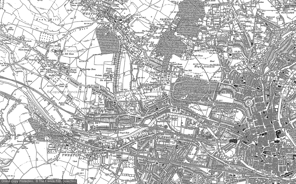 Old Map of Historic Map covering Newbridge in 1883