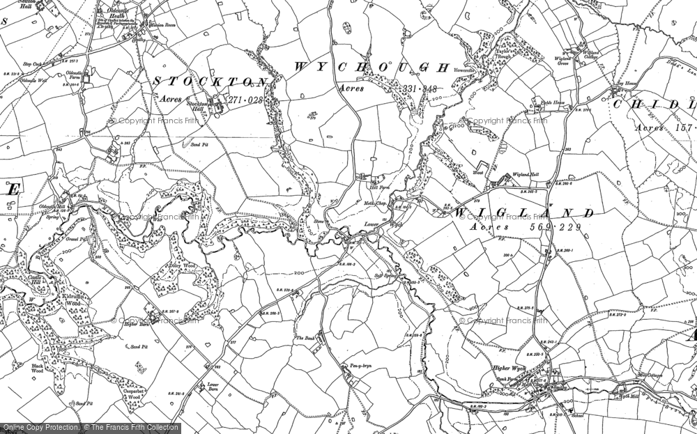 Old Map of Lower Wych, 1909 in 1909