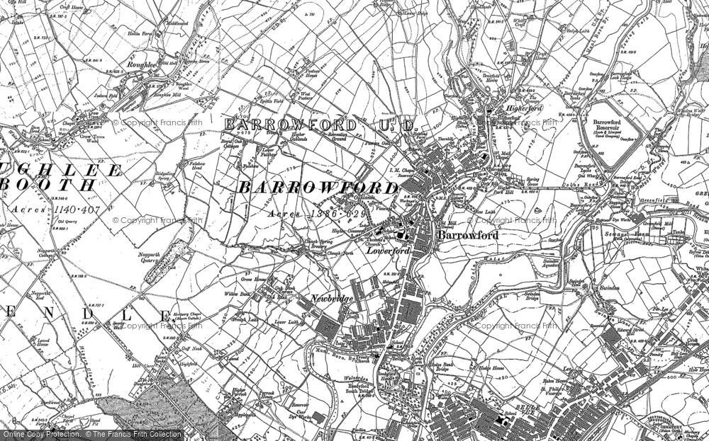 Old Map of Historic Map covering Blakey Hall in 1891
