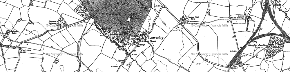 Old map of Lowesby in 1884