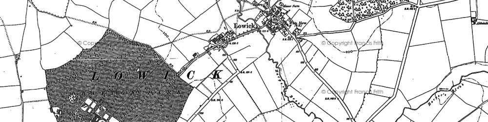 Old map of Lowick in 1884
