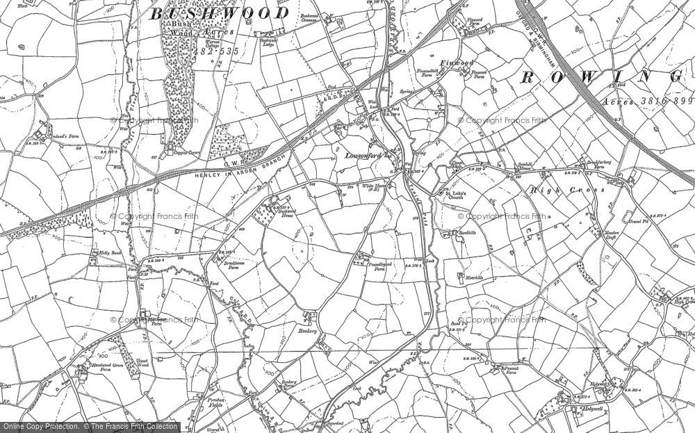 Old Map of Historic Map covering Bushwood Ho in 1886