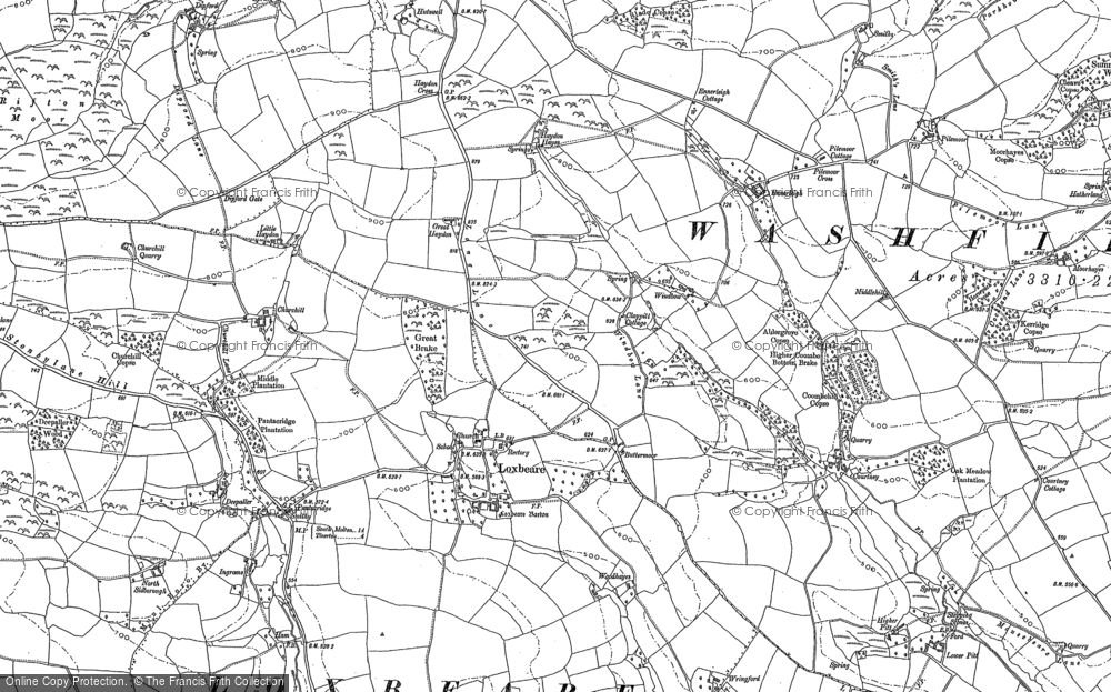 Old Map of Historic Map covering Blatchworthy in 1887