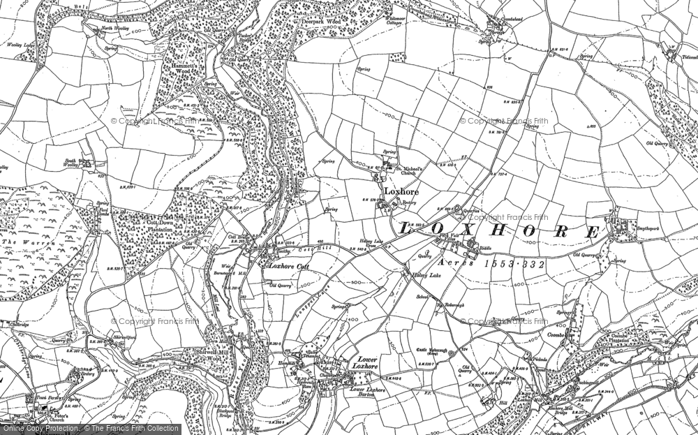 Old Map of Historic Map covering Loxhore Cott in 1886