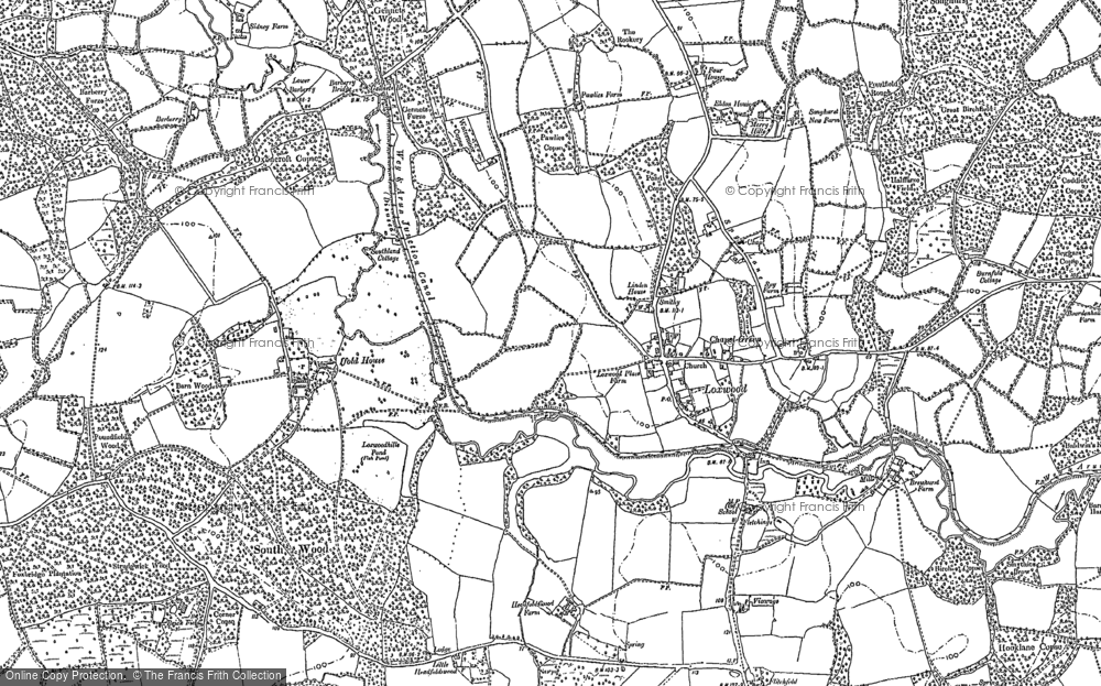 Old Map of Historic Map covering Brewhurst Mill in 1910