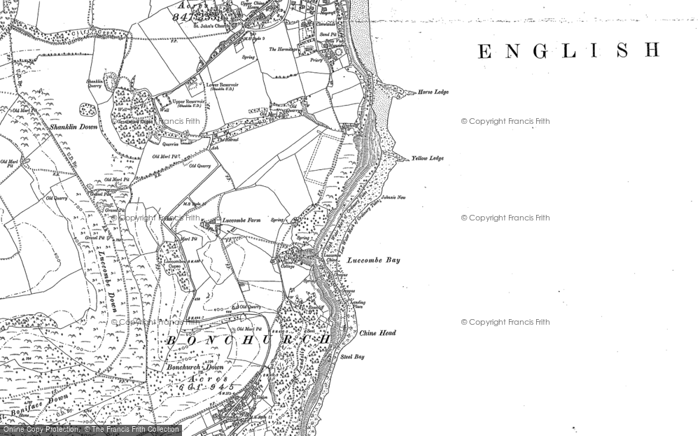 Old Map of Historic Map covering Dunnose in 1907