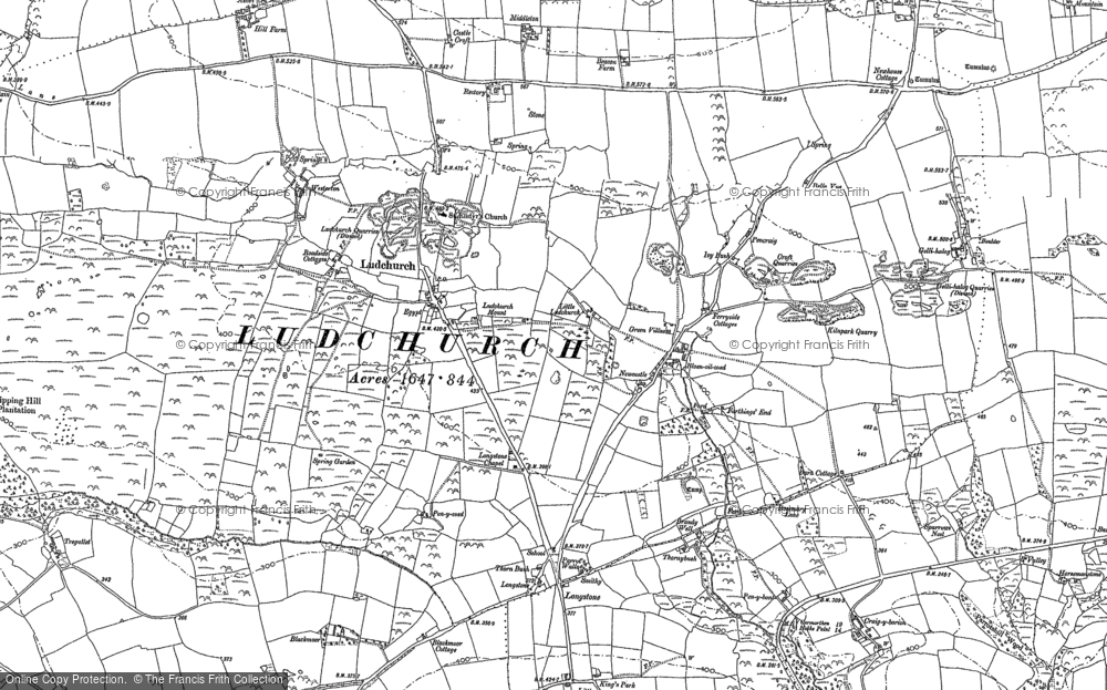Old Map of Historic Map covering Black Moor in 1887