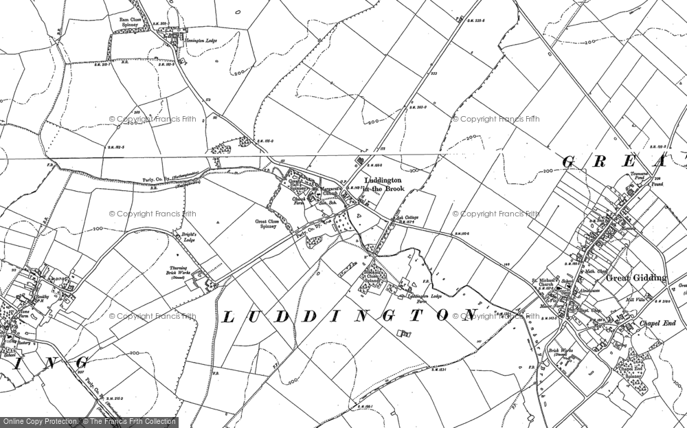 Old Map of Luddington in the Brook, 1887 - 1899 in 1887