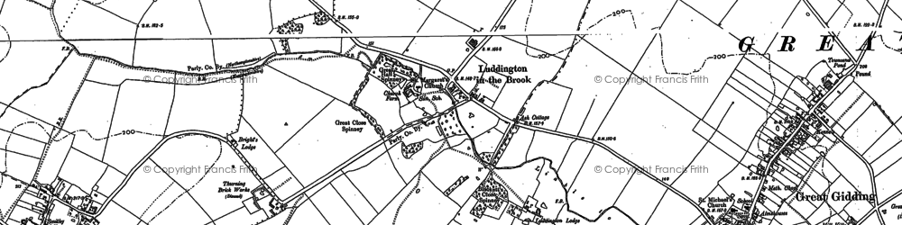 Old map of Luddington in the Brook in 1887