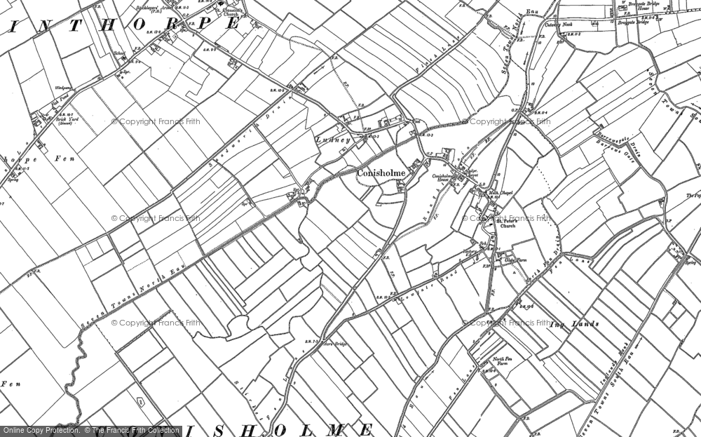 Old Map of Historic Map covering Austen Fen in 1887