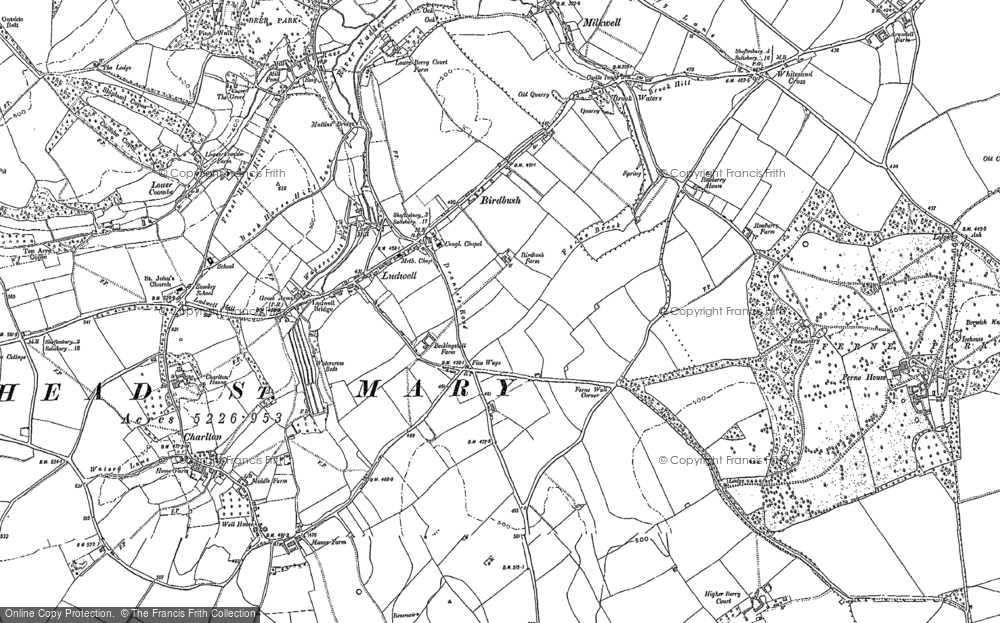 Old Map of Historic Map covering Birdbush in 1900