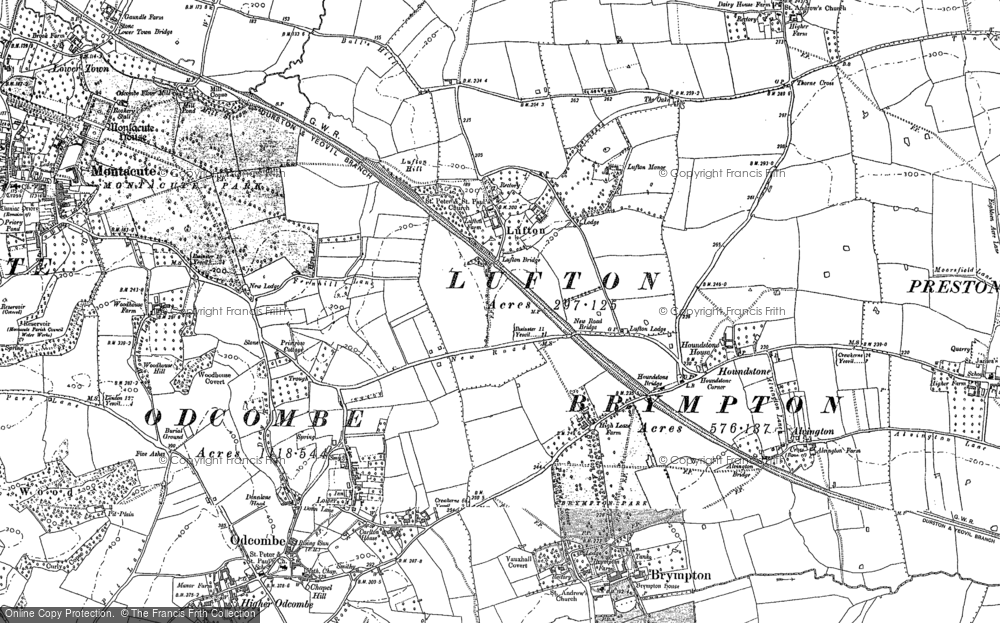 Old Map of Historic Map covering Brympton House in 1886