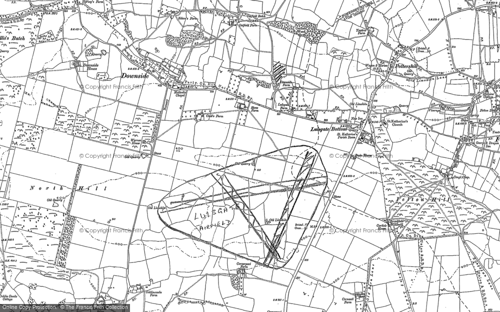 Old Map of Historic Map covering Bristol Airport in 1883