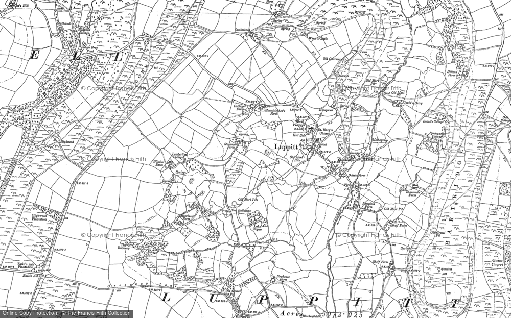Old Map of Luppitt, 1887 in 1887
