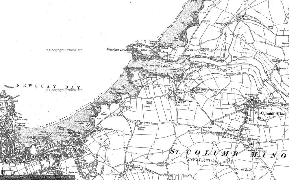 Old Map of Lusty Glaze, 1880 - 1906 in 1880
