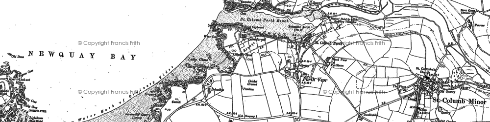 Old map of Lusty Glaze in 1880