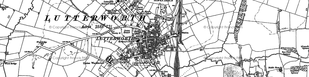 Old map of Lutterworth in 1885